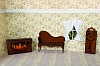 Гостиная (диван, камин, часы)(коричневый)